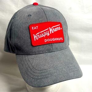 Krispy Kreme Eat Doughnuts Shop Hat Adult Gray Red Patch Adjustable SnapBack Cap